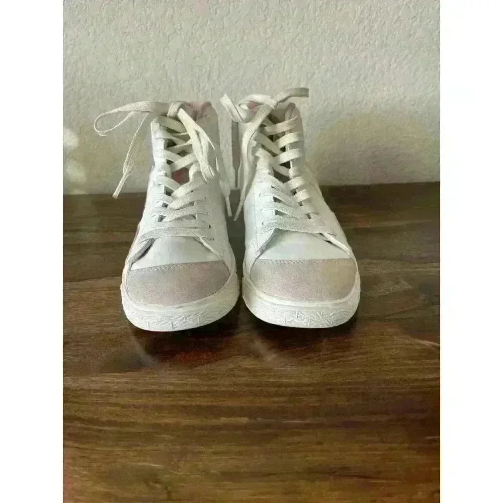 HURLEY Women’s White/Pink High Top Lace Up Sneakers Size 6.5M Fashion Shoes